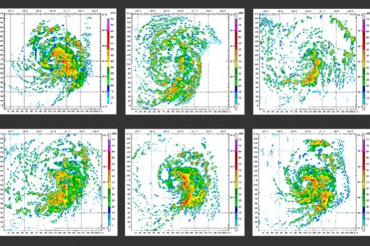 Stills from the Weather Research and Forecasting Model.