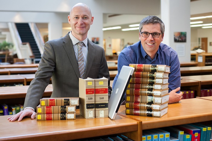 U.Va. Law associate professor Michael Livermore, left, and librarian Jon Ashley teamed up with a colleague at Dartmouth College to closely analyze 25,000 Supreme Court opinions.     (Photo: Tom Daly)