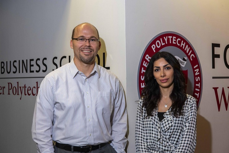 CAPTION Andrew Trapp, an associate professor in the Foisie Business School at Worcester Polytechnic Institute (WPI), and PhD student Narges Ahani are working on an NSF-funded grant to develop software to aid in refugee placement.