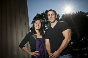 Evelyn Wang, left, associate professor of mechanical engineering, and graduate student Nenad Miljkovic. Photo: Dominick Reuter