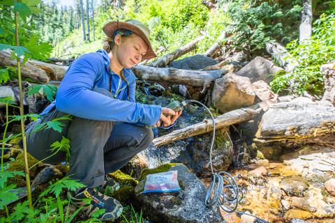 Northern Arizona University research technician Natalie Jones studies water in the Grand Canyon.