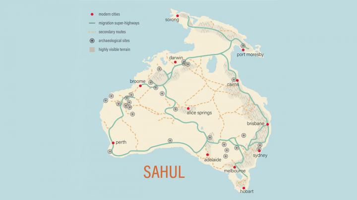 Revealing the Indigenous superhighways of ancient Australia.  CREDIT Megan Hotchkiss Davidson/Sandia National Laboratories