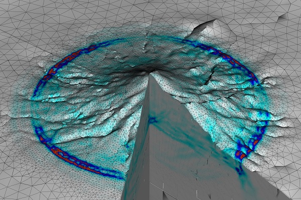 Visualization of vibrations inside the Merapi volcano – Image: Alex Breuer (TUM) / Christian Pelties (LMU)