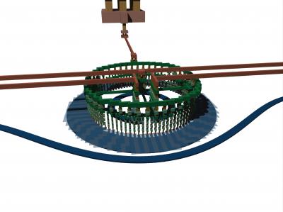 This is a 3-D rendering of the modulator which efficiently imprints electrical data onto an optical light wave.  By Mark Wade