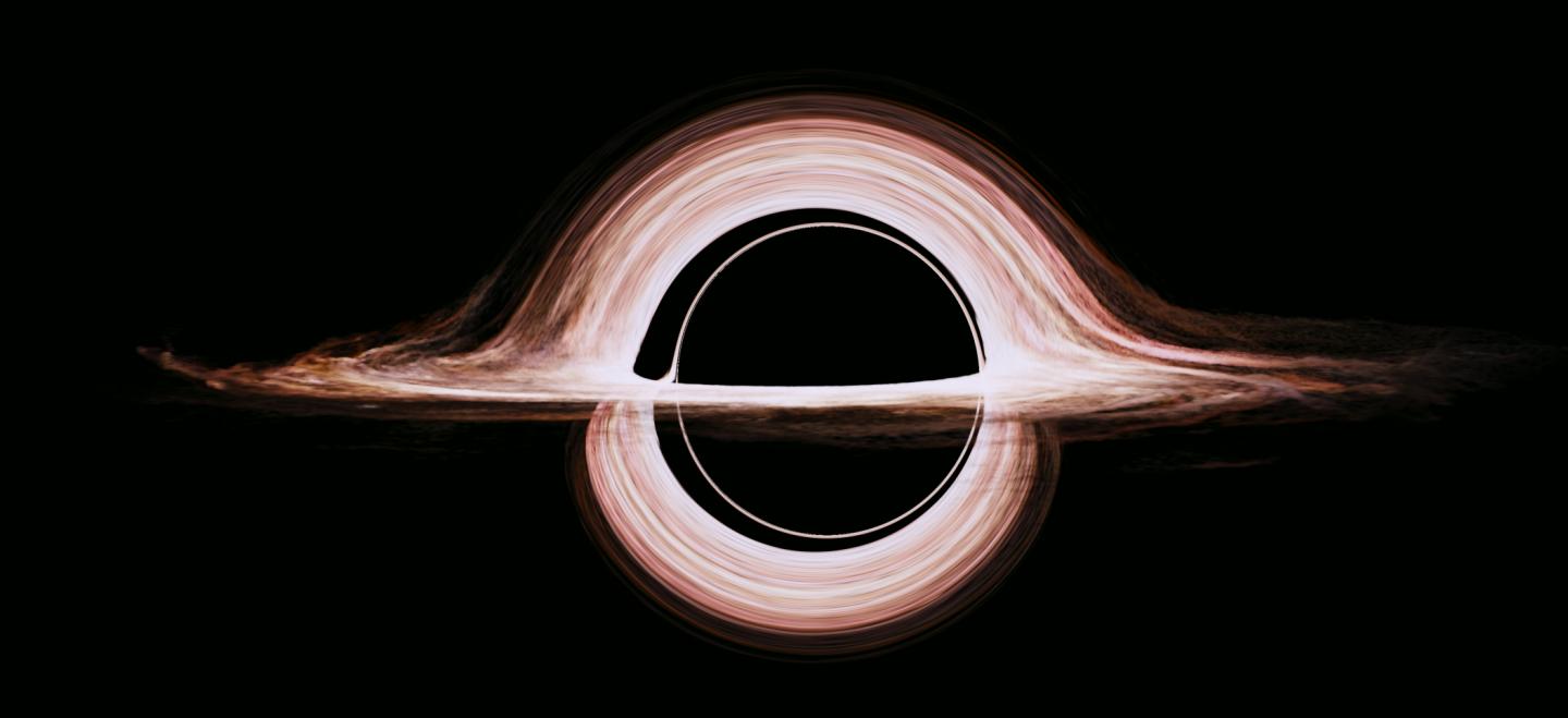  A moderately realistic accretion disk, created by Double Negative artists and gravitationally lensed by a black hole.   Credit  ©Classical and Quantum Gravity, 2015.