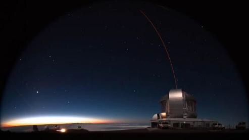 CAPTION The astronomers measured the movement of the stars using the Gemini North telescope located on Mauna Kea volcano in Hawaii. They applied a technique known as adaptive optics to the ultra-compact dwarf galaxies to correct for distortions caused by the Earth's atmosphere. CREDIT Gemini Observatory/AURA