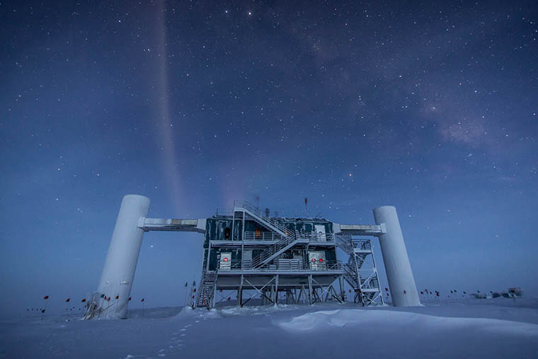 Physicists in Arts & Sciences have proposed a new way to leverage data from large neutrino telescopes such as the IceCube Neutrino Observatory in Antarctica. (Photo: Felipe Pedreros/IceCube and National Science Foundation)