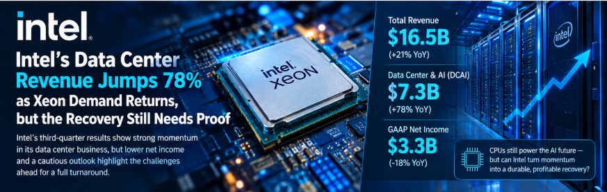 Intel’s data center revenue jumps 78% as Xeon demand returns, but the recovery still needs proof