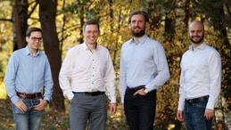 The founding team (from left to right): Tim Burr, Tobias Ludwig, Michael Schwarz and Dr. Max Birtel. Credit: Thomas Koziel/TUK