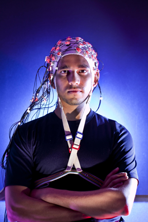 Jose Contreras-Vidal, an associate professor of kinesiology at the University of Maryland, and his team have created a non-invasive, sensor-lined cap that forms a brain computer interface that one day could control computers, robotic prosthetic limbs, motorized wheelchairs, and even digital avatars. Learn more in this Discovery. Credit: John Consoli, University of Maryland