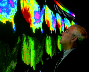 James Hack interprets climate models. His knowledge as a climate simulation expert and director of the National Center for Computational Sciences made him an asset to a committee formed by the National Academy of Sciences that reported on ways to quickly improve climate models. Photo credit Jason Richards, Oak Ridge National Laboratory.