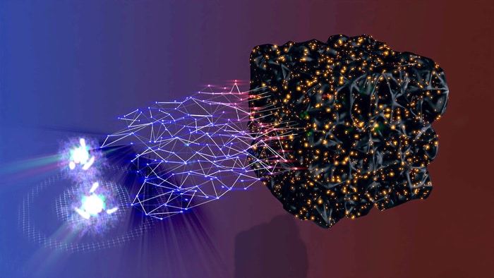 Schematic of the bridging of the cold quantum world and high-temperature metal extraction with machine learning  CREDIT Rodrigo Ortiz de la Morena and Jose A. Garrido Torres/Columbia Engineering