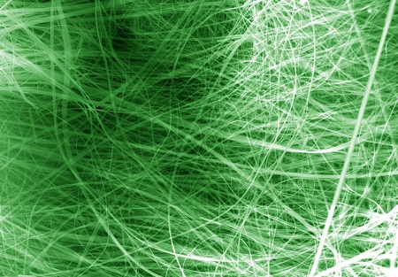 Nanowires crafted from vanadium oxide and lead. These wires' unique electrical properties could make them ideal for use in switching components of computers. Image by Peter Marley, with colored added. 