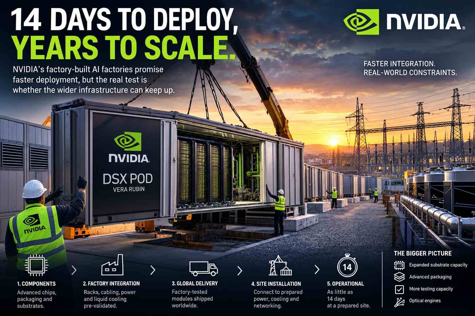 NVIDIA wants AI factories online in 14 days, but the infrastructure bottlenecks haven’t disappeared