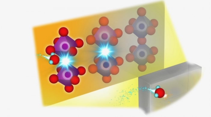 Image Caption: Probing where the protons go using synchrotron radiation. A computer rendering of the experiment. Using synchrotron radiation, and simulations via supercomputers and machine learning on top of thermogravimetric analysis, researchers were able to observe where protons are introduced in their perovskite based SOFC electrolyte. (Kyushu University/Yamazaki Lab)