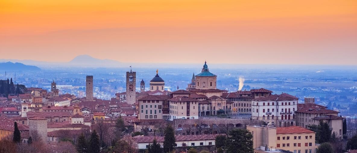 View of the Po Valley from Bergamo city. The Po Valley is one of the most polluted area in Europe due to the presence of local emissions sources and its peculiar orography.