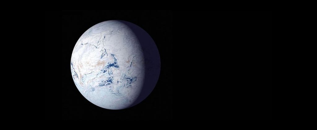 An artist’s depiction of ancient Earth in a snowball state.NASA