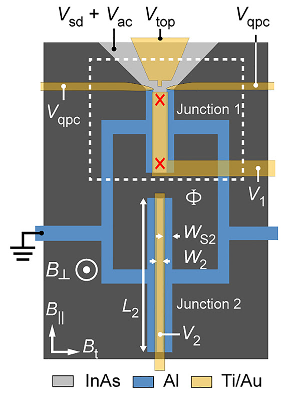 A study demonstrates that a combination of two materials, aluminum and indium arsenide, forming a device called a Josephson junction could make quantum bits more resilient. (University of Copenhagen image/Antonio Fornieri)